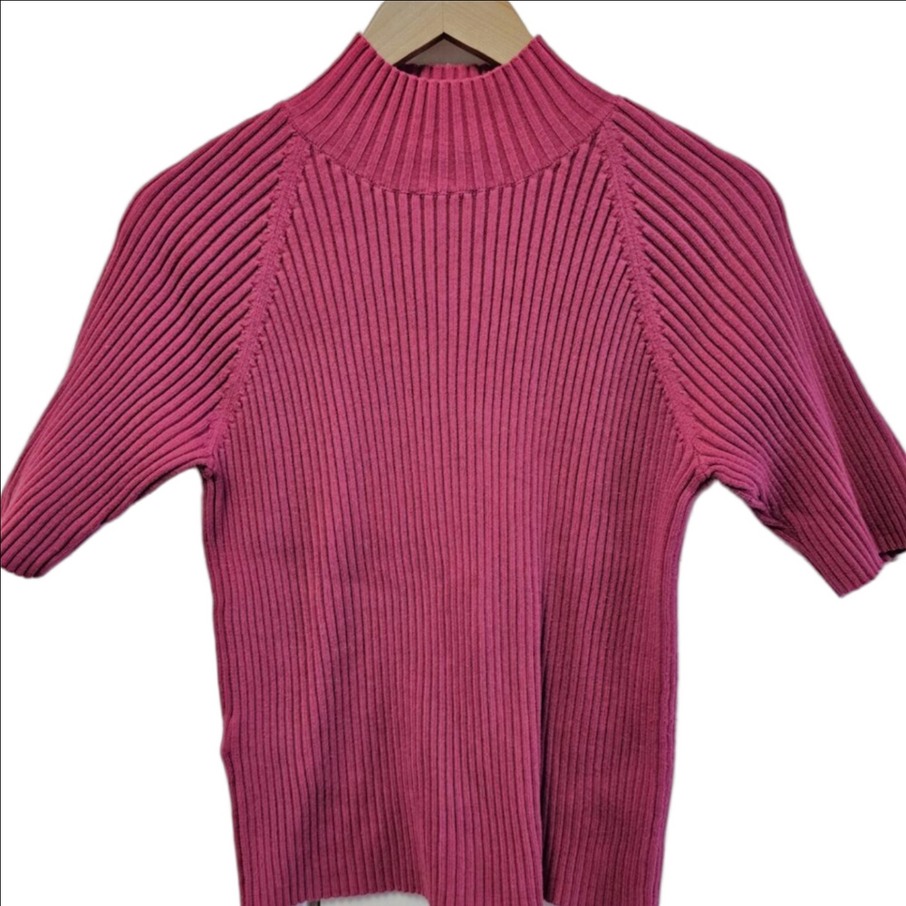 Anne Taylor Loft 3/4 sleeve 100% Cotton Ruby Red Summer Sweater
